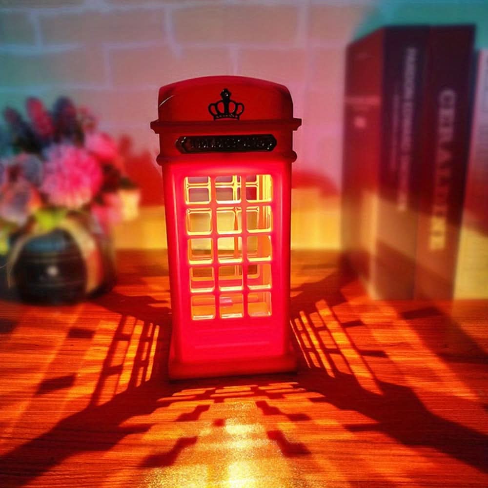 Vintage LED Telephone Booth Lamp – Touch-Control Dimmable Light