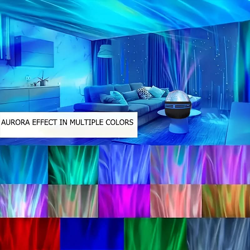USB Galaxy Projector – Starry Sky & Ocean Wave Night Light, 7 Color Patterns