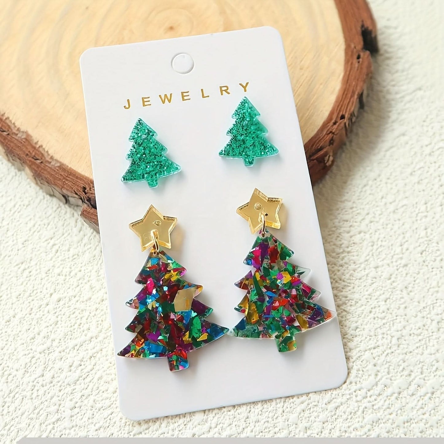 5 Pairs Christmas Tree Snowman Dangle Earrings