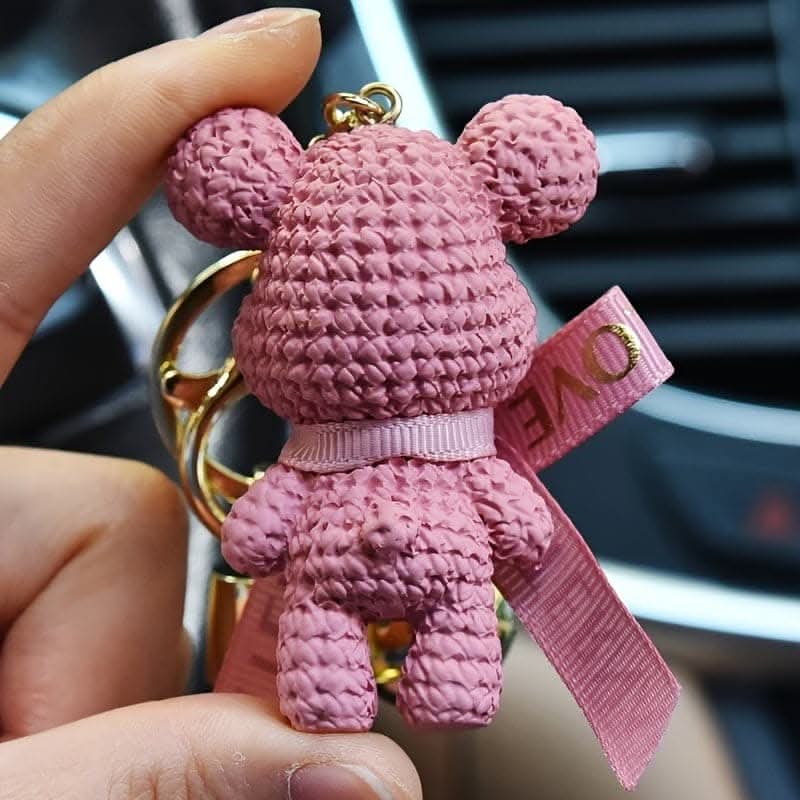 Adorable Bear Keychain with Bow & Bell – Cute Gift for Girls