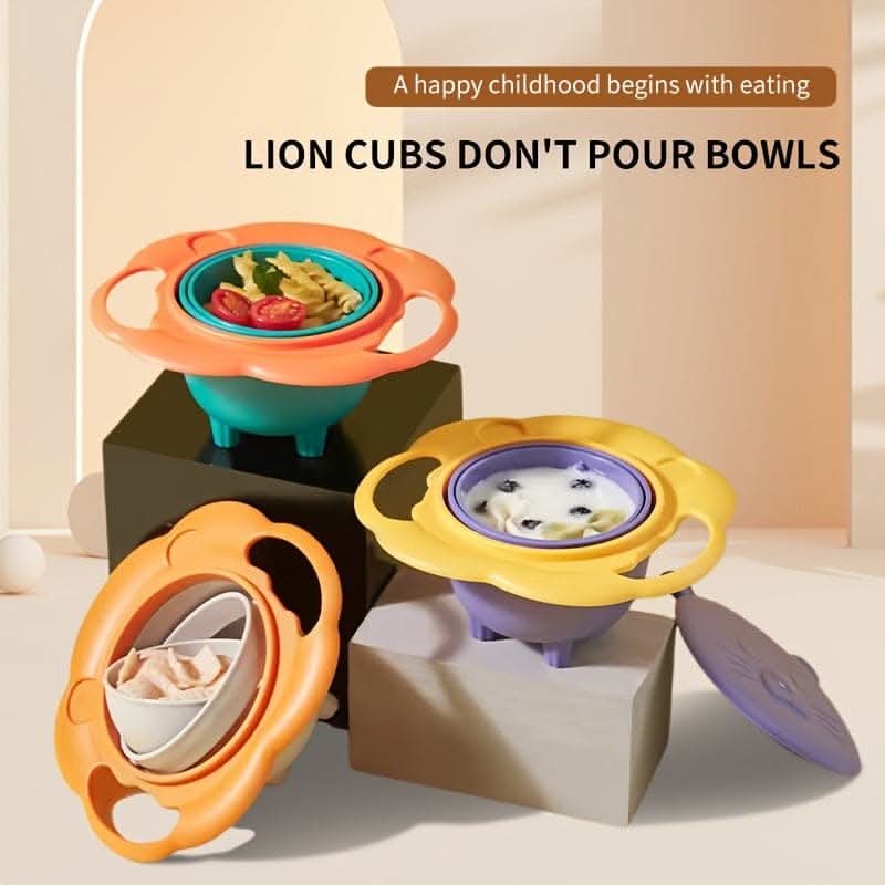 360-degree Rotating Gyroscope Bowl, Lion Bowl, Balance Bowl, Non-slip Eating Bowl