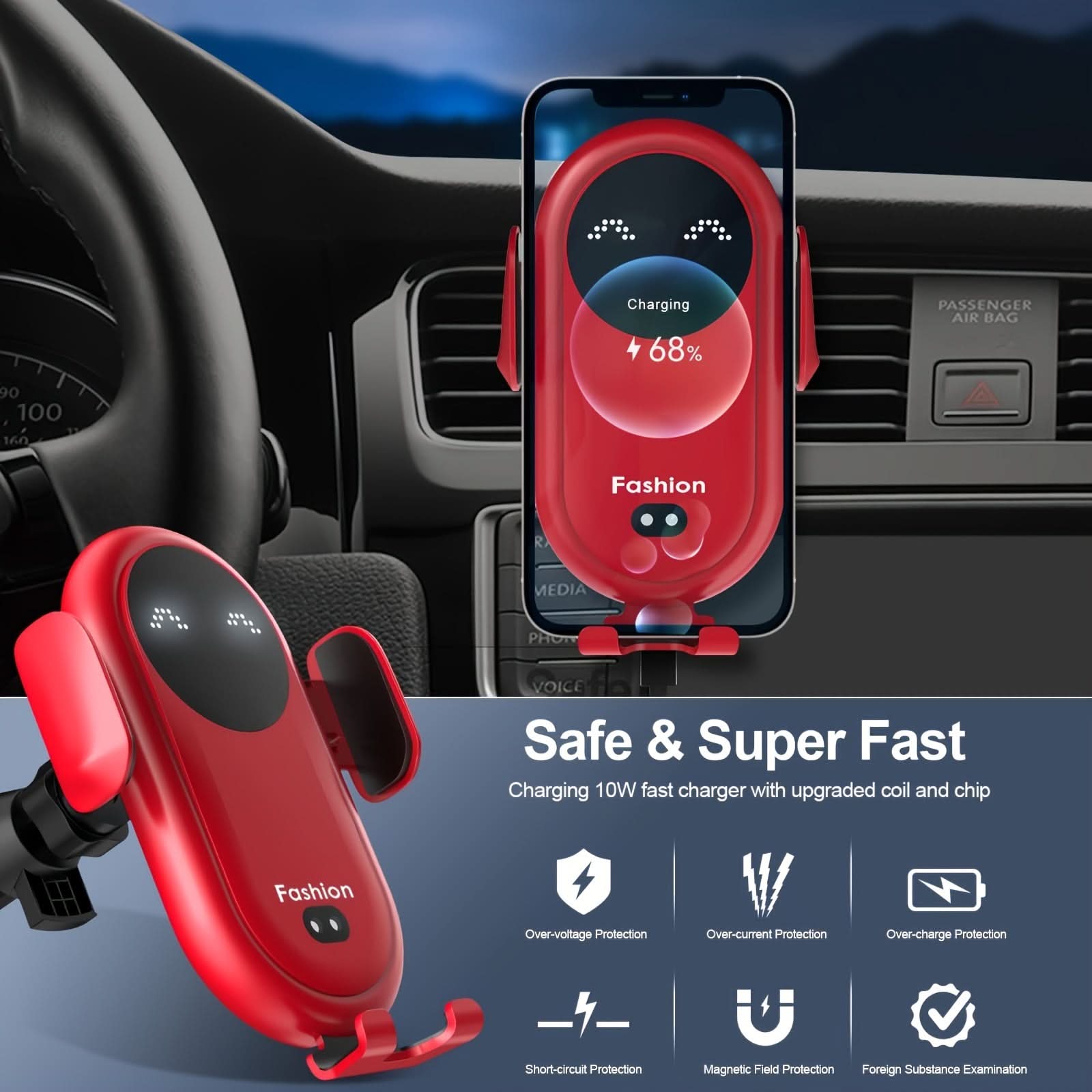 Smart Infrared Wireless Car Charger Mount