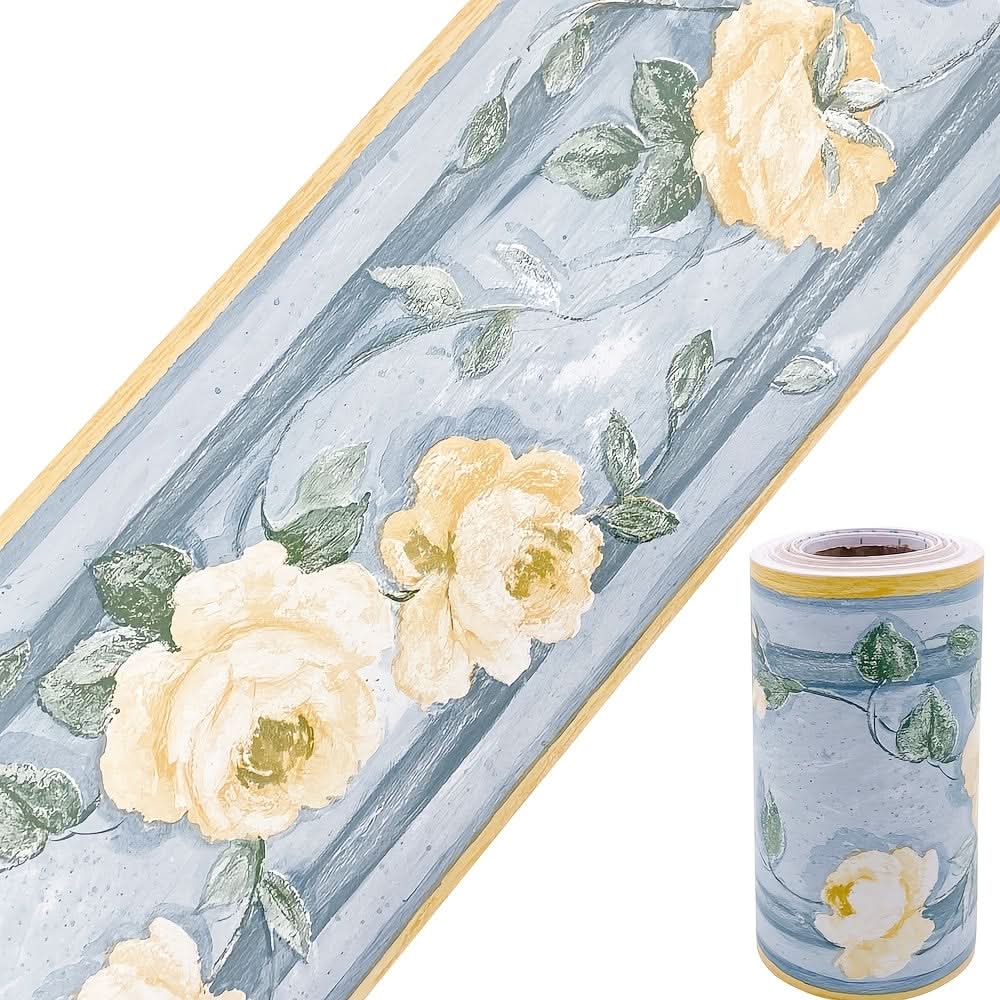 1 Roll 393.7in Flower Style Self-Adhesive Wallpaper Border