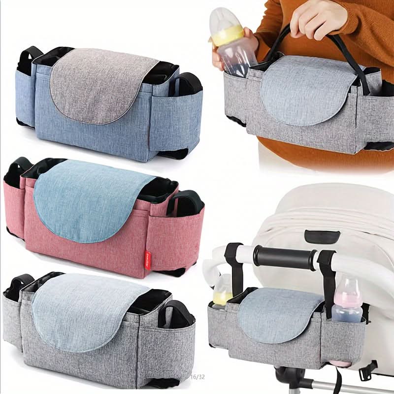 2pcs Universal Stroller Organizer Bags with Cup Holders