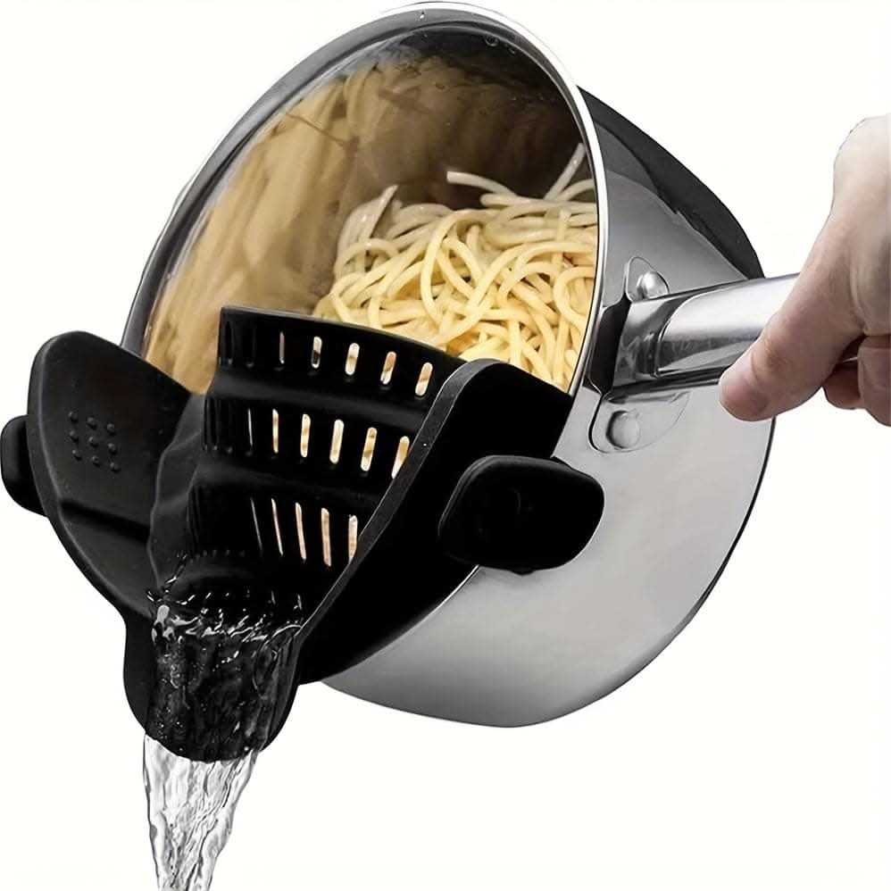Adjustable Silicone Pot Strainer – Clip-On Kitchen Tool for Pots, Pans, and Bowls