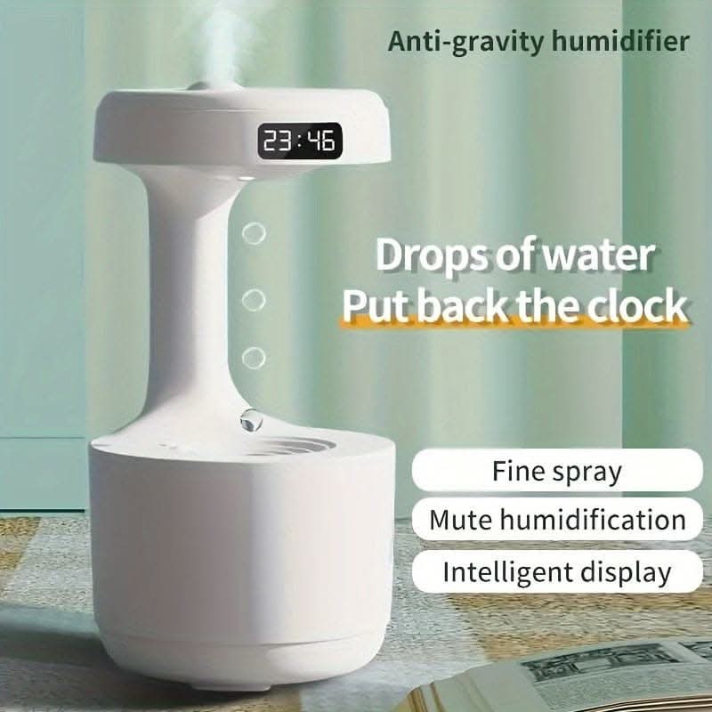 Anti-Gravity Humidifier with LED Clock Display – Ultrasonic Cool Mist Diffuser