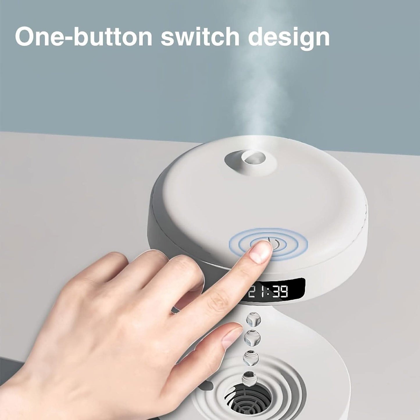 Anti-Gravity Humidifier with LED Clock Display – Ultrasonic Cool Mist Diffuser