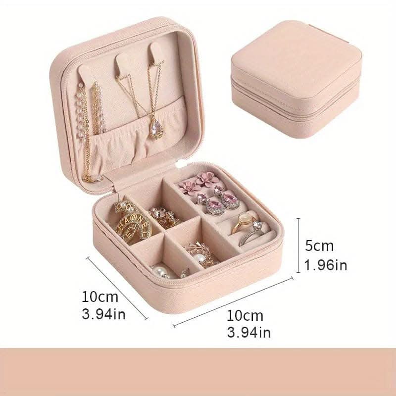 Compact Travel Jewelry Case – Organizer for Rings, Earrings & Necklaces