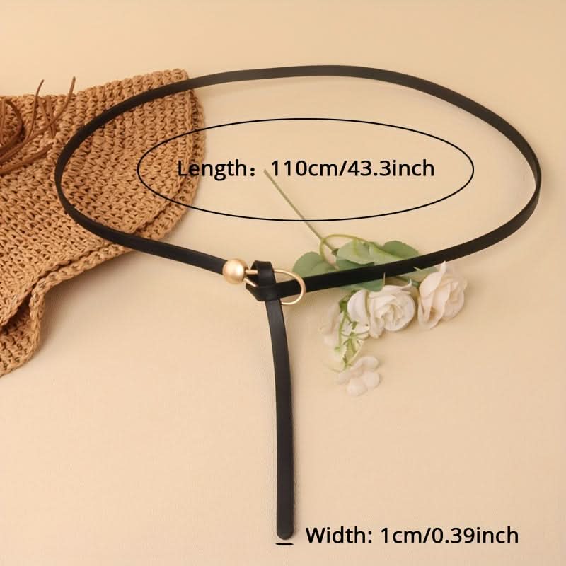 PU Leather Knotted Skinny Belt for Women