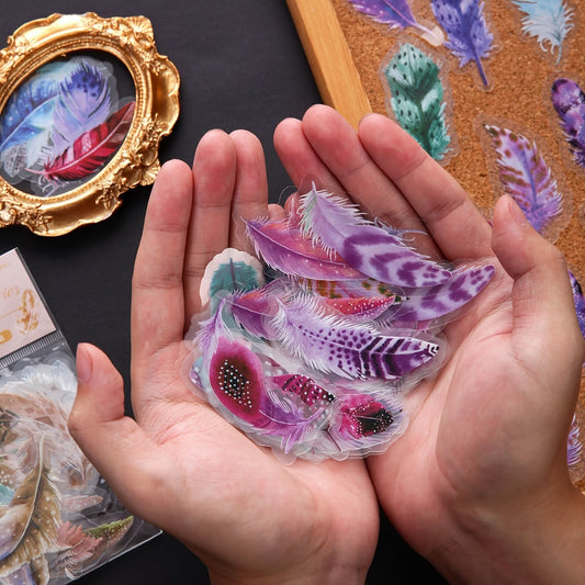 240 Multi-Color Feather Stickers for Crafting