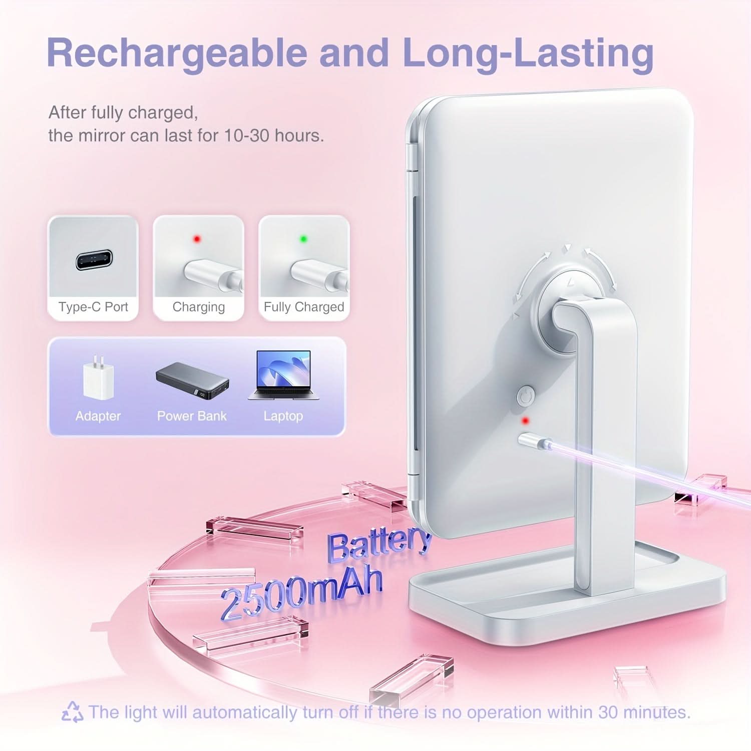 LED Tri-Fold Makeup Mirror with Magnification
