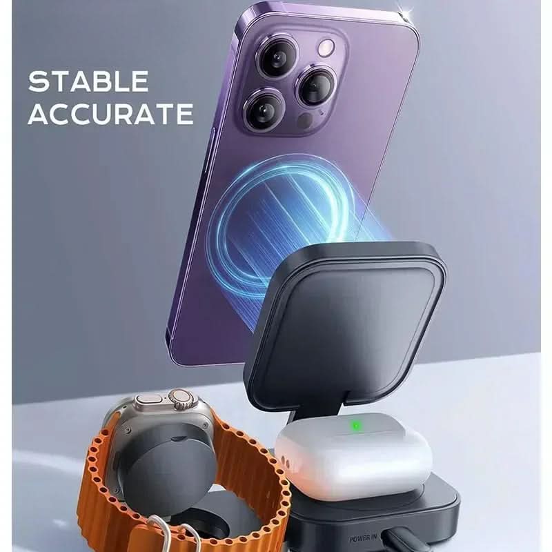 3-in-1 Foldable Wireless Charger Stand for iPhone, Air Pods & Apple Watch