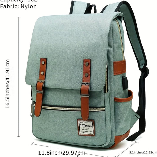 Waterproof Vintage-Style 15.6-Inch Laptop Shoulder Bag for Men & Women