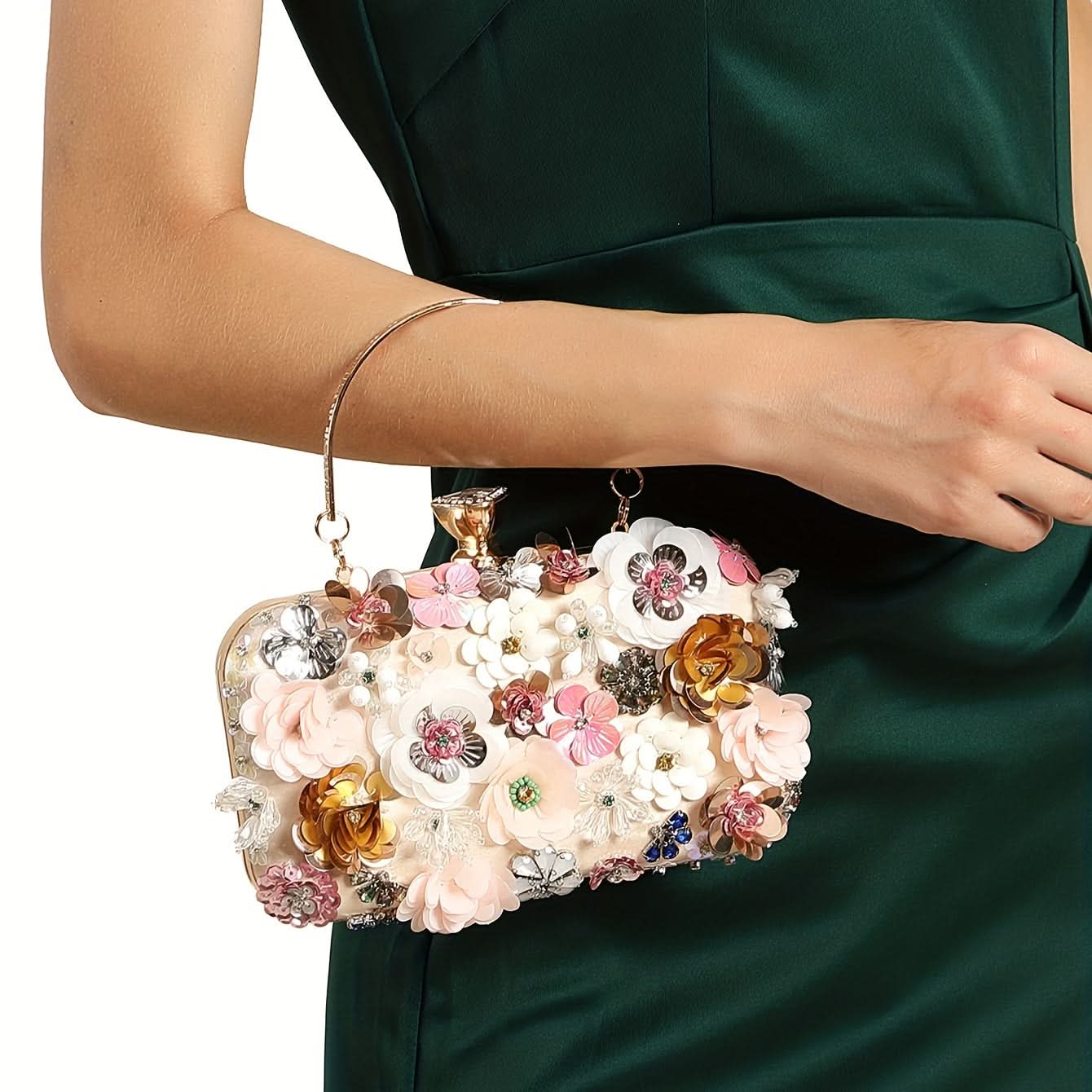 Mini Rhinestone Flower Clutch for Women