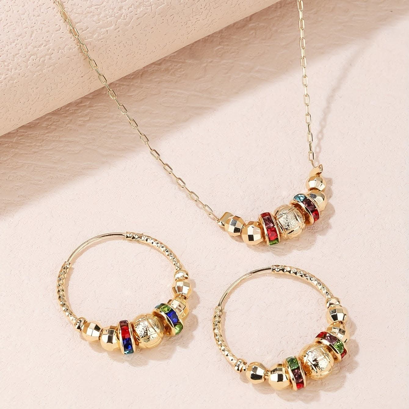 Tribal Jewelry Set – 14k Gold Plated Earrings & Necklace