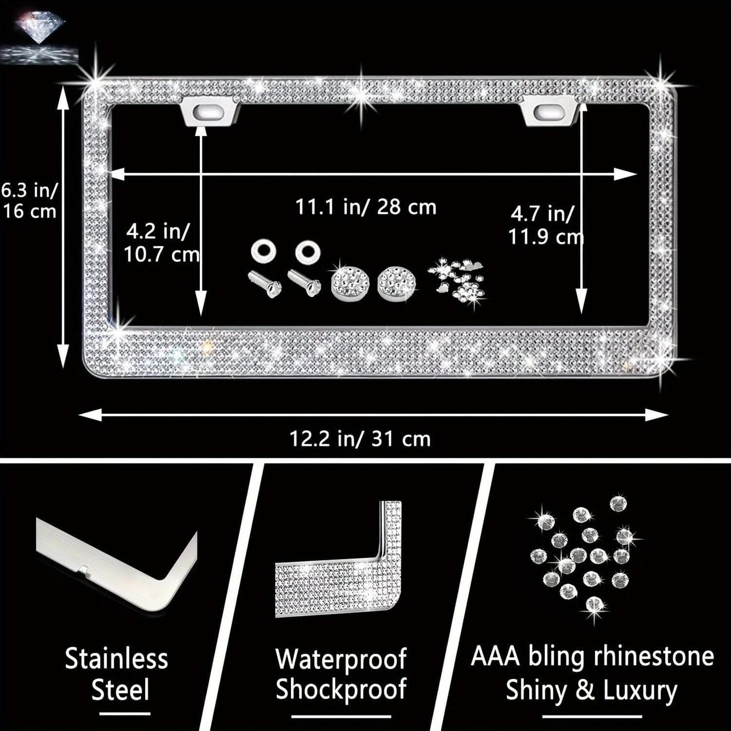 Bling Car Interior Accessories Set – 27 Pcs, Universal Fit