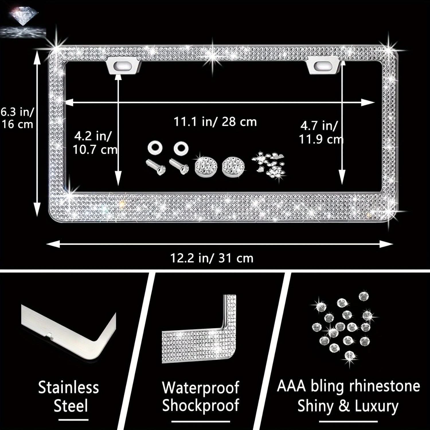 Bling Car Interior Accessories Set – 27 Pcs, Universal Fit