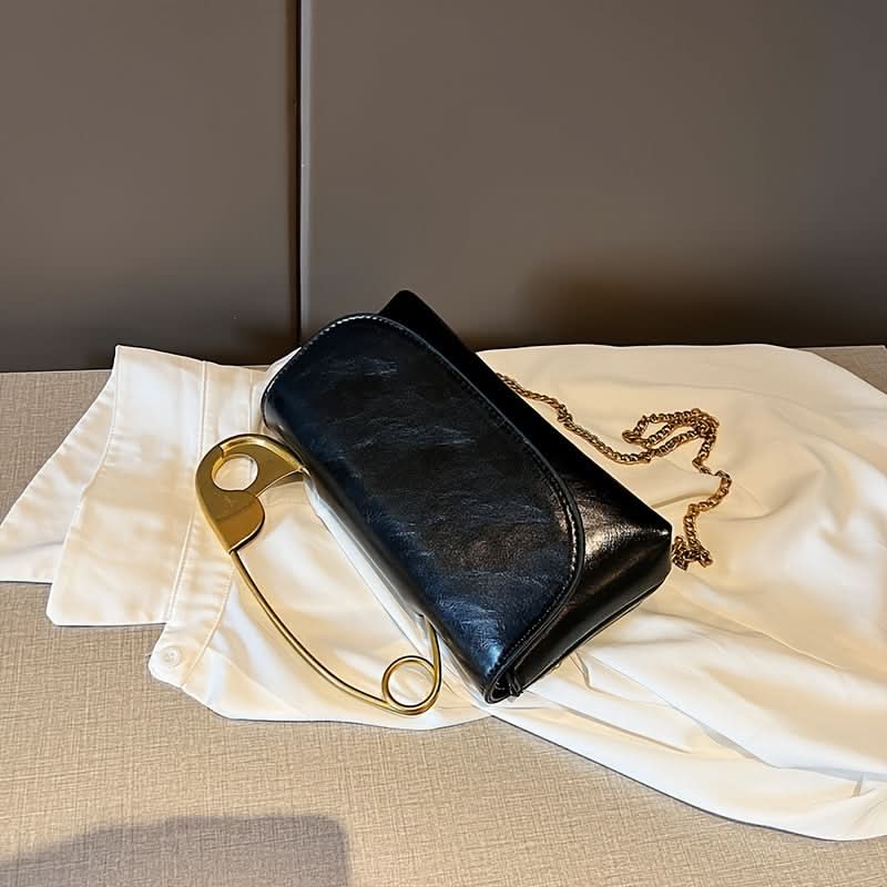 Vintage Black PU Leather Shoulder Bag – Adjustable Strap