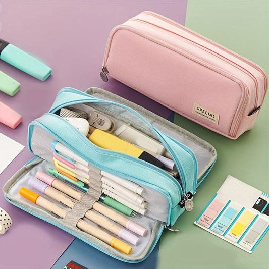 Large Three-Layer Pencil Case for Students
