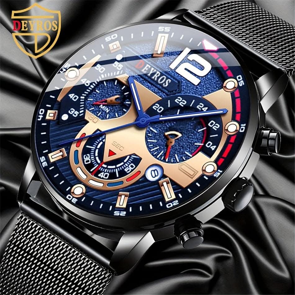 Men's Calendar Quartz Watch – Fashion Business Mesh Strap