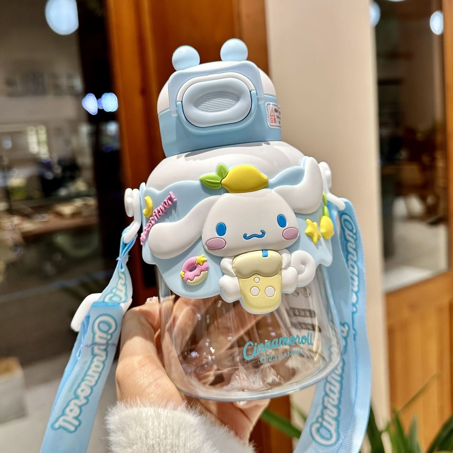 Sanrio Cartoon Character Water Bottle with Straw