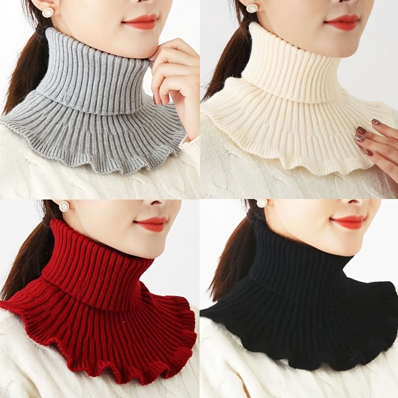 Winter Women's Coldproof Knitted Neck Scarf – Red Fake Collar