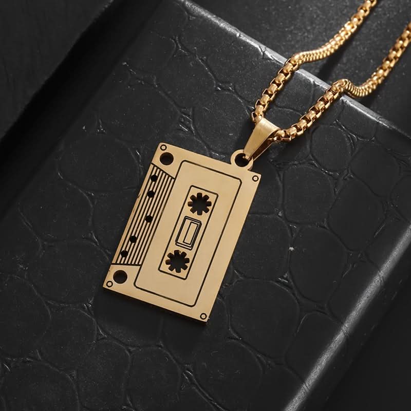 Retro Cassette Tape Pendant Necklace Set