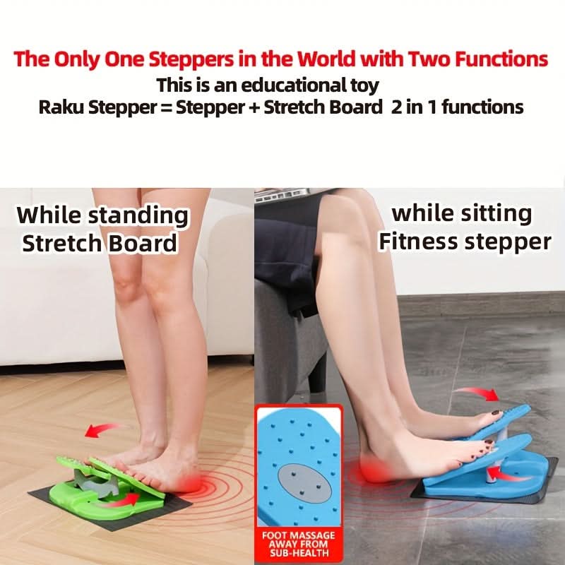 2-in-1 Compact Exercise Stepper & Stretcher – Soft Pedal Total Body Workout Machine