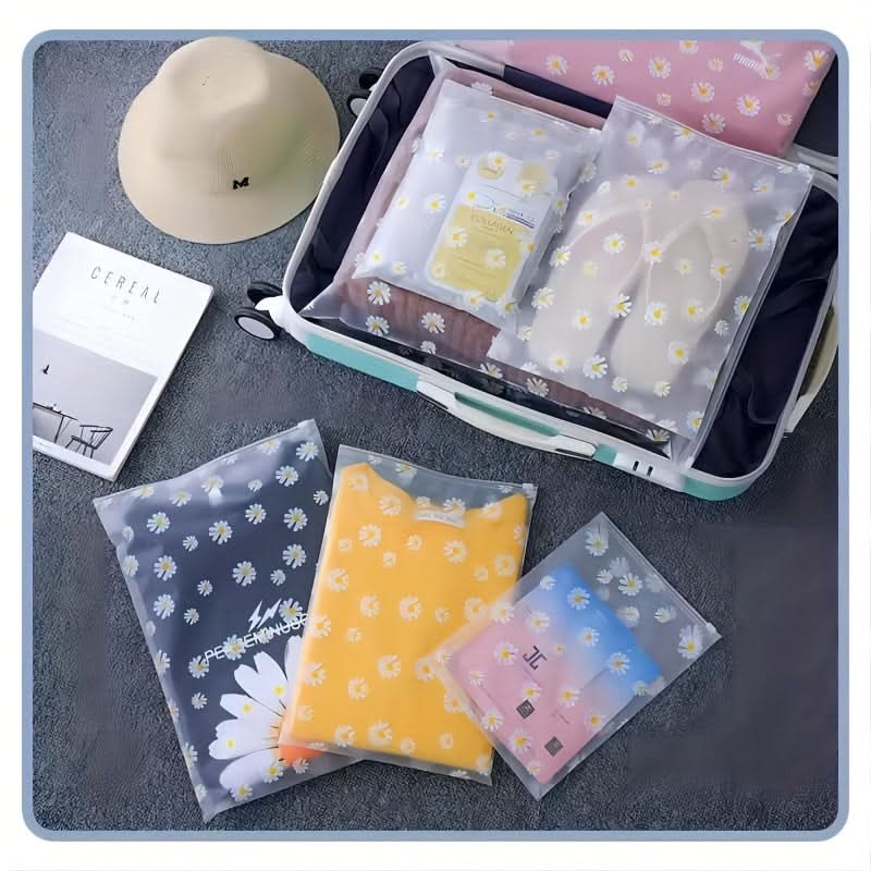 10PCS Fashionable Zipper Storage Bags - Fun Prints & Secure ZipLock