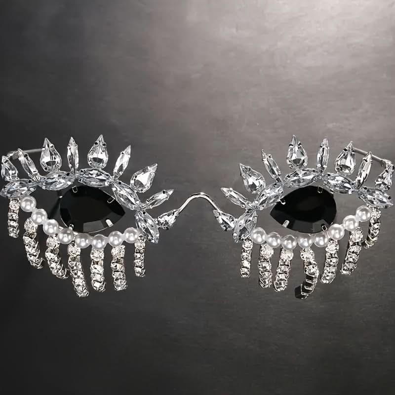 Chic Rhinestone Tassel Devil's Eye Glasses Frame
