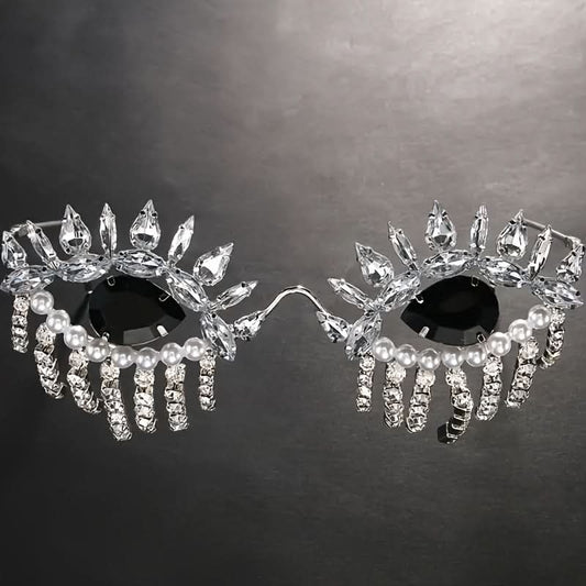Chic Rhinestone Tassel Devil's Eye Glasses Frame