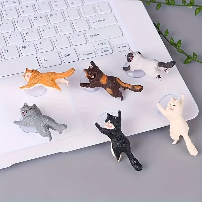 6-Pack Cute Cat Phone Holders – Multifunctional Mini Plastic Desk Stands