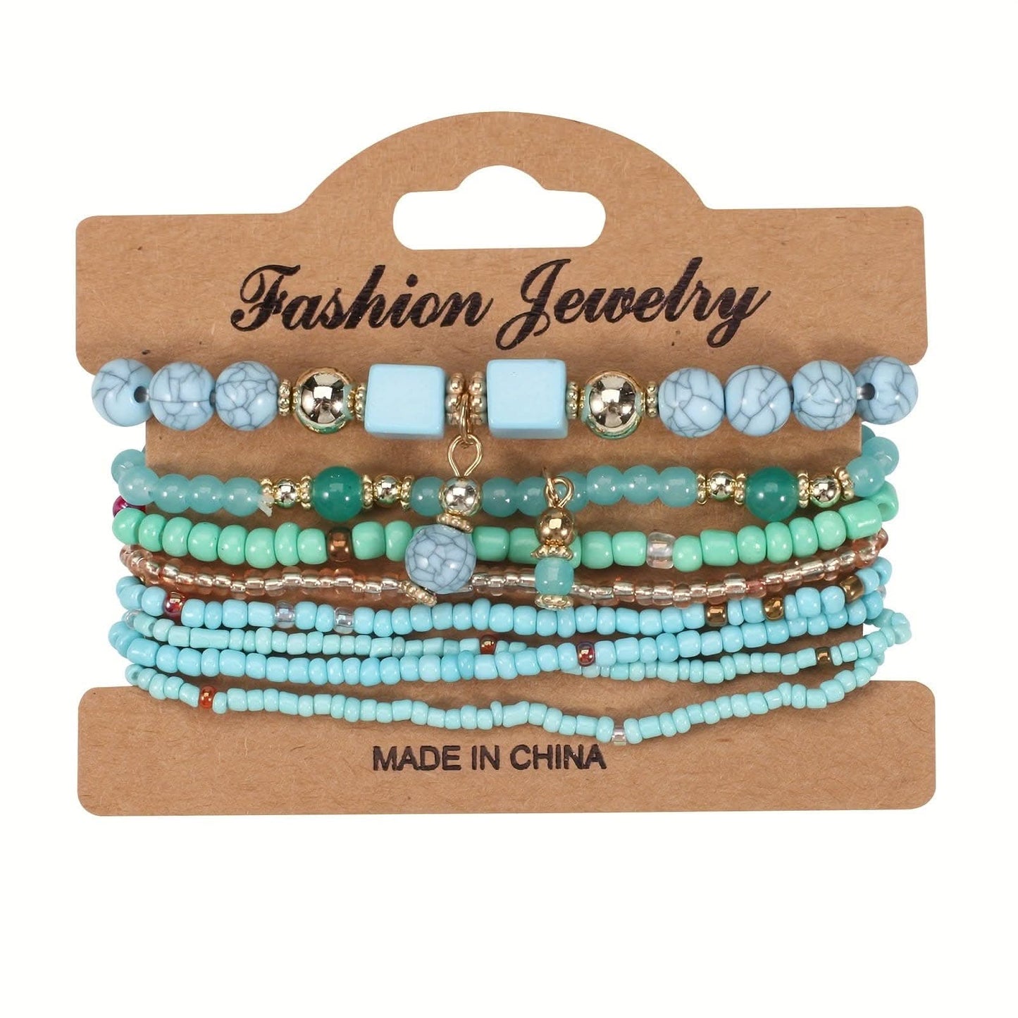 Colorful Resin Boho Beaded Stackable Bracelet Set