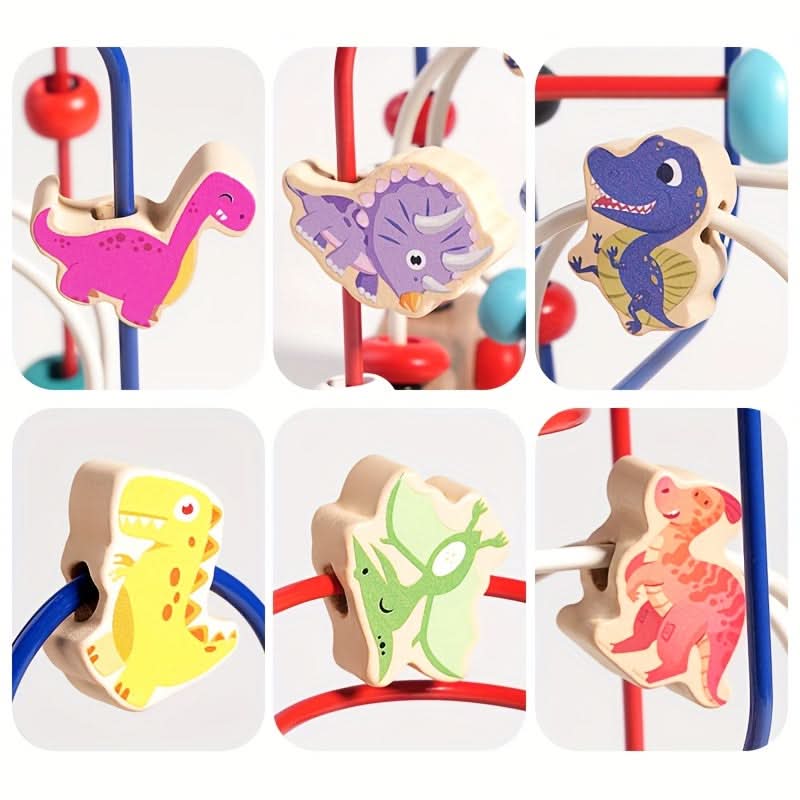 3-Track Wooden Dinosaur Bead Maze – Early Learning Puzzle for Infants