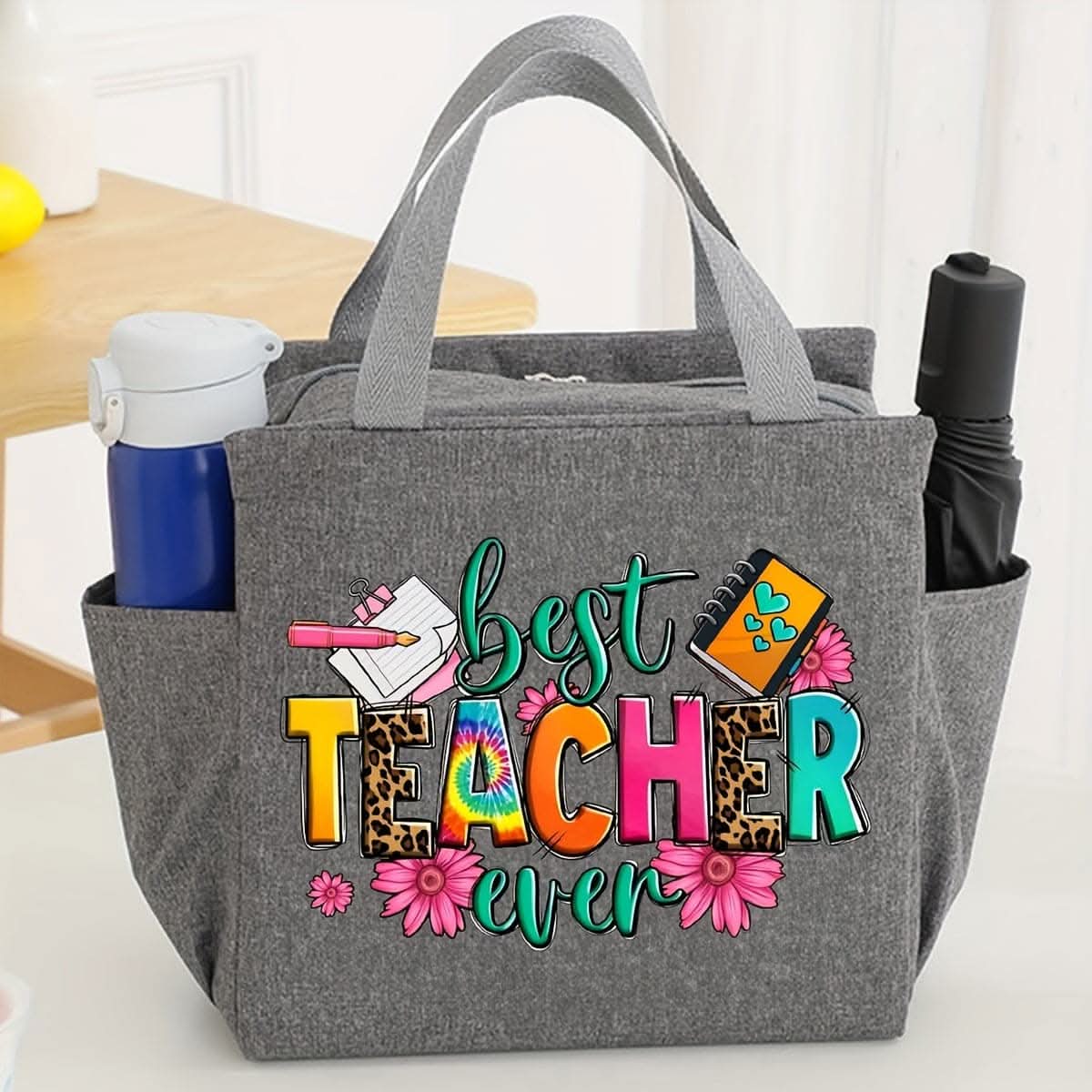 Best Teacher Ever Canvas Lunch Tote – Perfect Teacher Appreciation Gift