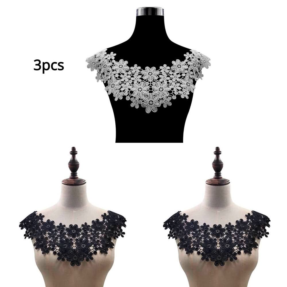 3pcs Embroidered Lace Detachable Collars