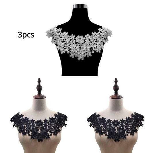 3pcs Embroidered Lace Detachable Collars