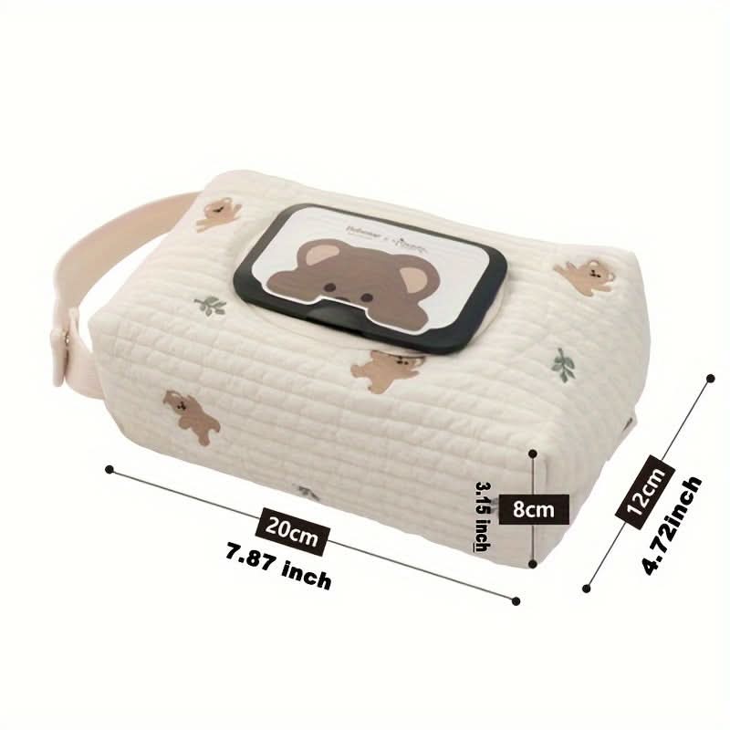 Large Capacity Cartoon Bear Car Seat Baby Diaper Changing Wet Wipes Storage Bag