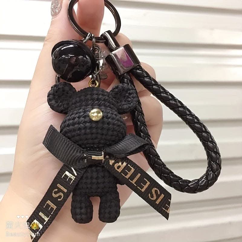 Adorable Bear Keychain with Bow & Bell – Cute Gift for Girls
