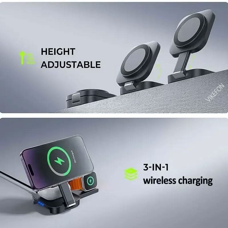 3-in-1 Foldable Wireless Charger Stand for iPhone, Air Pods & Apple Watch