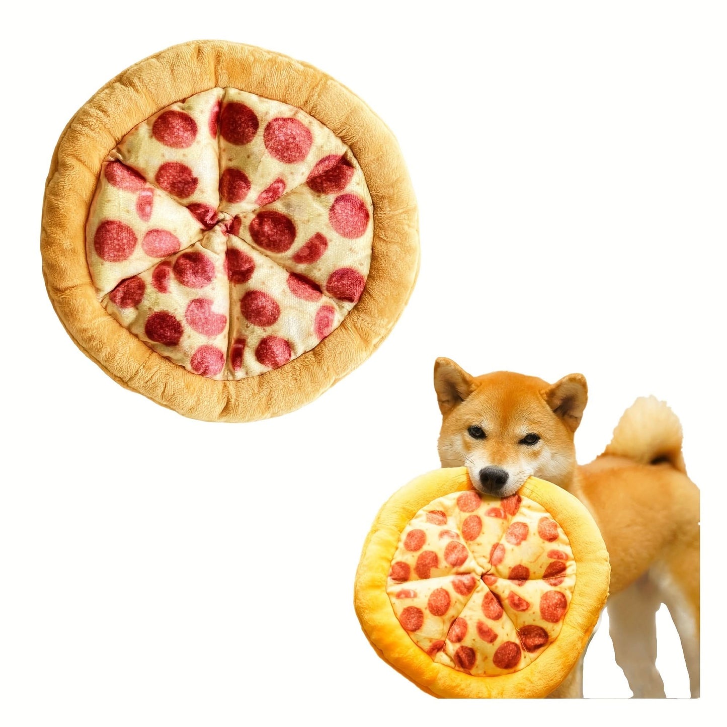 Interactive Pizza Plush Dog Toy – Squeaky Chew