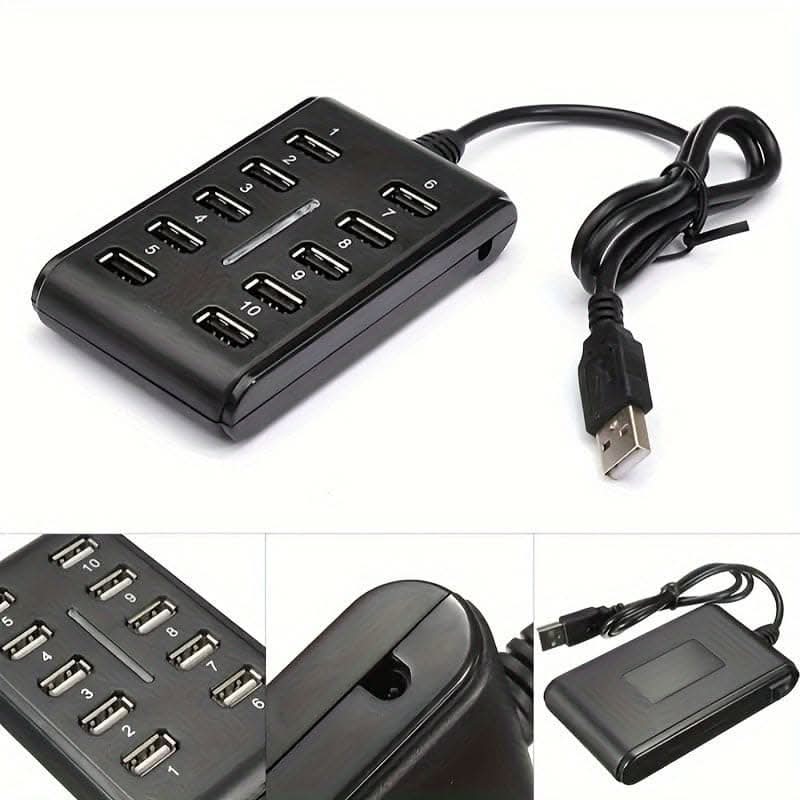 Portable General Purpose USB Hub with Switch – 10-Port Design