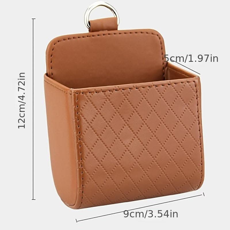 PU Leather Car Air Vent Phone Holder & Storage Pouch