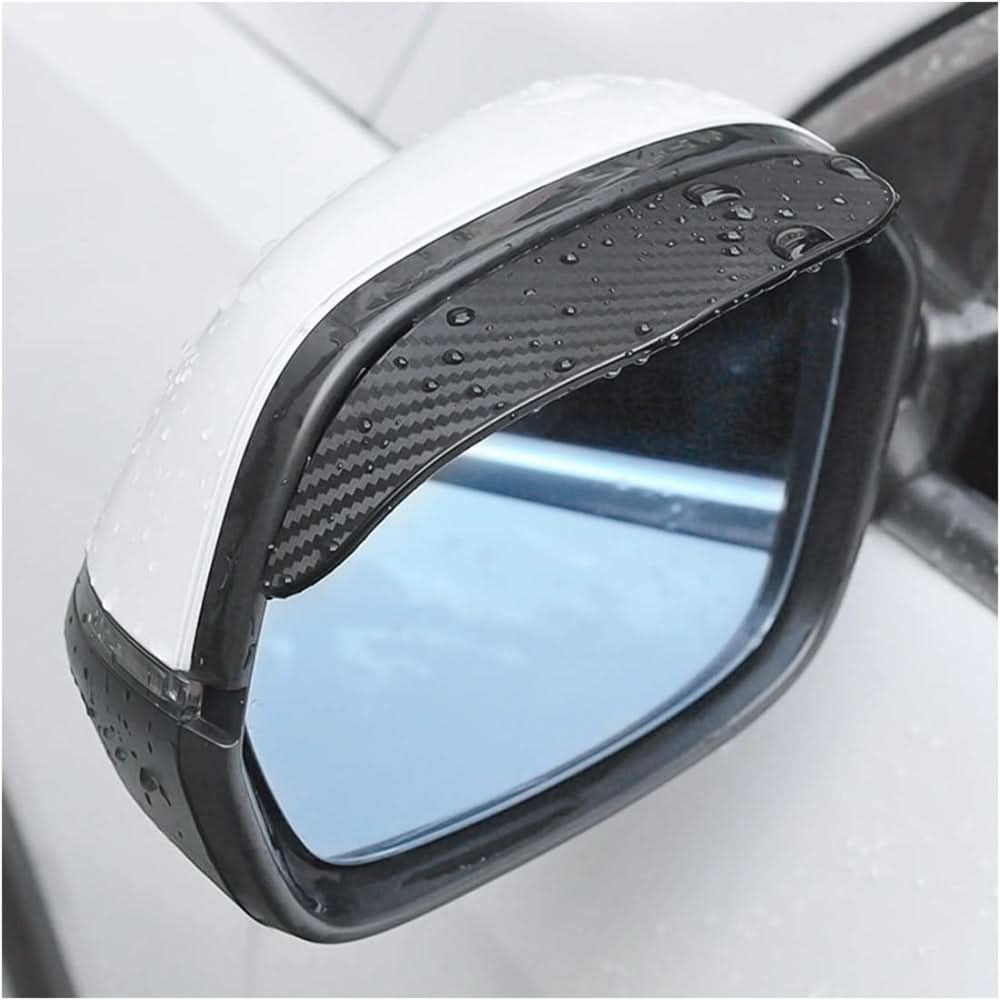 2pcs Universal Side Mirror Rain Visor Guards – Waterproof Carbon Fiber Look