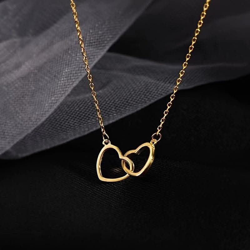 Double Heart Pendant Necklace – Minimalist Chic
