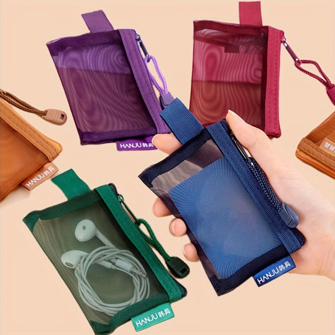 5-Piece Mini Mesh Storage Bag Set – Lightweight Nylon