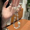 White Bow, Flower, Heart & Butterfly Charms Lanyard & Wrist Strap Set