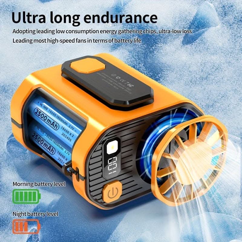 5000mAh Portable Waist Clip Fan – Rechargeable USB Fan with Flashlight