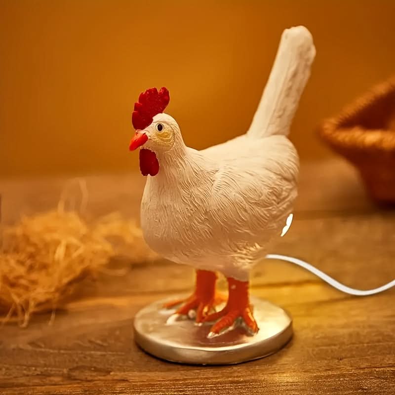 Resin White Egg Rooster Night Lamp
