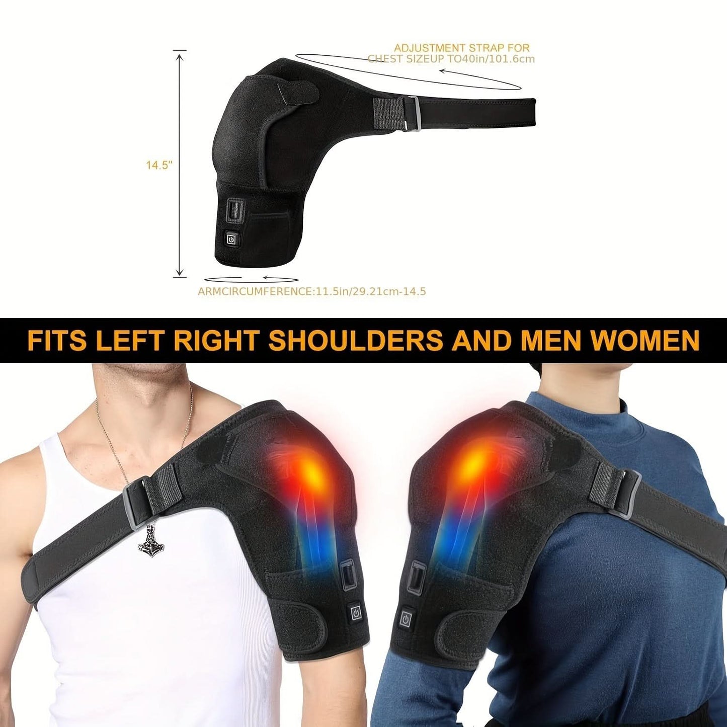Heated Shoulder Brace with Hot/Cold Therapy - Adjustable Shoulder Wrap
